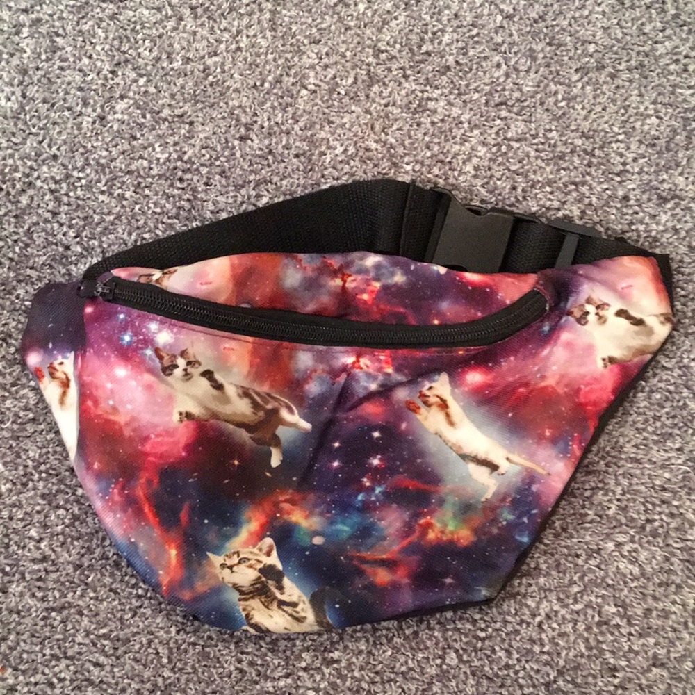 Cosmic Cat Print Waist Bag